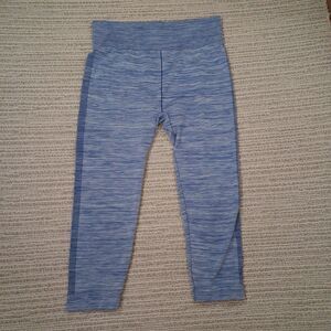 AIMEE LYNN SEAMLESS LEGGINGS BLUE HEATHERED SPACE DYE CAPRI CROPPED PANTS WOMENS
